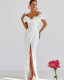 Women's high slit evening dress off shoulder long tube dress