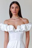 Women's high slit evening dress off shoulder long tube dress