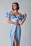 Women's high slit evening dress off shoulder long tube dress