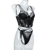 Flower Embroidery Sexy Lingerie Set