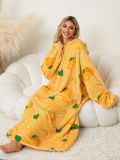 Women's thickened coral fleece pullover home wear hooded cold-proof warm nightgown