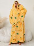 Women's thickened coral fleece pullover home wear hooded cold-proof warm nightgown