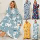 Women's thickened coral fleece pullover home wear hooded cold-proof warm nightgown