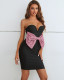 Black high-end slim bow hip bandage dress