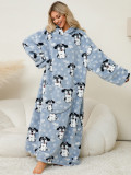 Women's thickened coral fleece pullover home wear hooded cold-proof warm nightgown