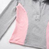 Women Slim Fit V Neck Long Sleeve Short Skirt Set