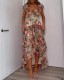 Women sexy V-neck ruffled print dress