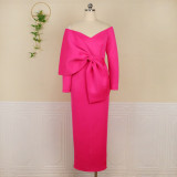 Deep V bow high waist party plus size women's dress