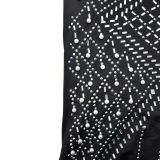 Women's solid color diamond oblique collar long evening dress