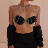 Women's solid color handmade shoulder chain tassel chest ornament