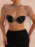 Women's solid color handmade shoulder chain tassel chest ornament
