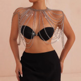 Women's solid color handmade shoulder chain tassel chest ornament