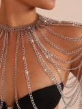 Women's solid color handmade shoulder chain tassel chest ornament