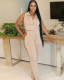 Solid color casual vest top cargo pants set for women