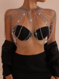 Women's solid color handmade shoulder chain tassel chest ornament