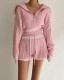 Women solid color knitted top + shorts two piece clothing set