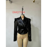 Women's Tops Black Jacket PU Short Leather Coat