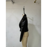 Women's Tops Black Jacket PU Short Leather Coat