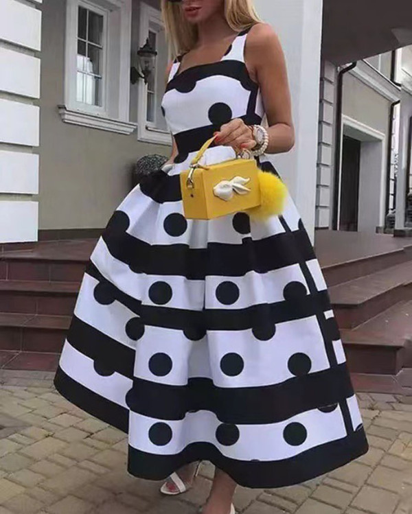 Women striped sexy long dress