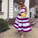 Women striped sexy long dress