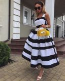 Women striped sexy long dress