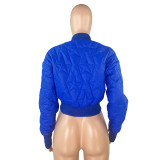 Sports casual embossed button padded thick warm jacket