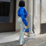 Sports casual embossed button padded thick warm jacket