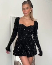 Women's sequined long-sleeved sexy New Year dress