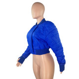 Sports casual embossed button padded thick warm jacket