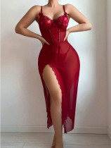Sexy lace pajamas see-through mesh sexy lingerie set