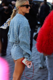 Women's denim sequined jacket short coat + shorts