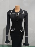 Sexy slim fit knitted elegant long dress