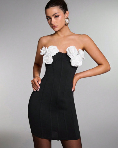 Women flower party tube dress