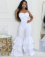 Women's Sexy Solid Color Bell Bottom Strapless Formal Jumpsuit