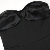 Women's Sexy Solid Color Bell Bottom Strapless Formal Jumpsuit