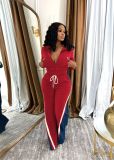 Autumn and winter women's patchwork long pants tracksuit