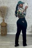 Women's long sleeve square collar short jacquard jacket