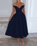 Women's solid color sexy sweetheart vintage dress