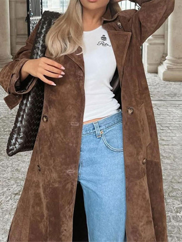 long coat for women winter elegant double-breasted long jacket