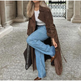 long coat for women winter elegant double-breasted long jacket