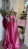 Women's sweet pleated halter neck maxi swing dress