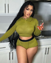 Casual ribbed tops and shorts sports set