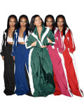 Women's clothing zipper contrast color oversized two-piece sports set