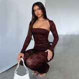 Women lace top and pants set