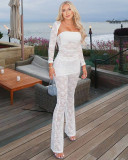 Women lace top and pants set