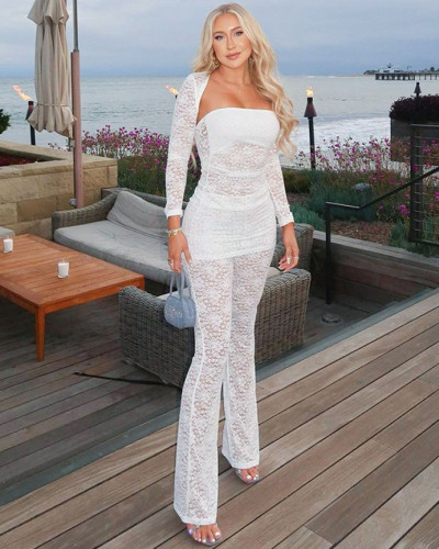 Women lace top and pants set