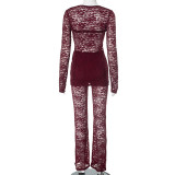 Women lace top and pants set