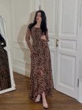 Women's Chiffon Leopard Print Long Irregular Dress