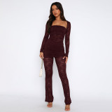 Women lace top and pants set