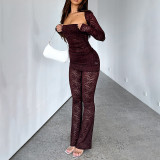 Women lace top and pants set